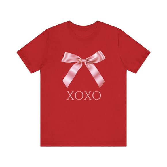Pink Bow Coquette T-Shirt, XOXO Shirt, Cute Coquette Pink Bow T-Shirt - Picture 6 of 11
